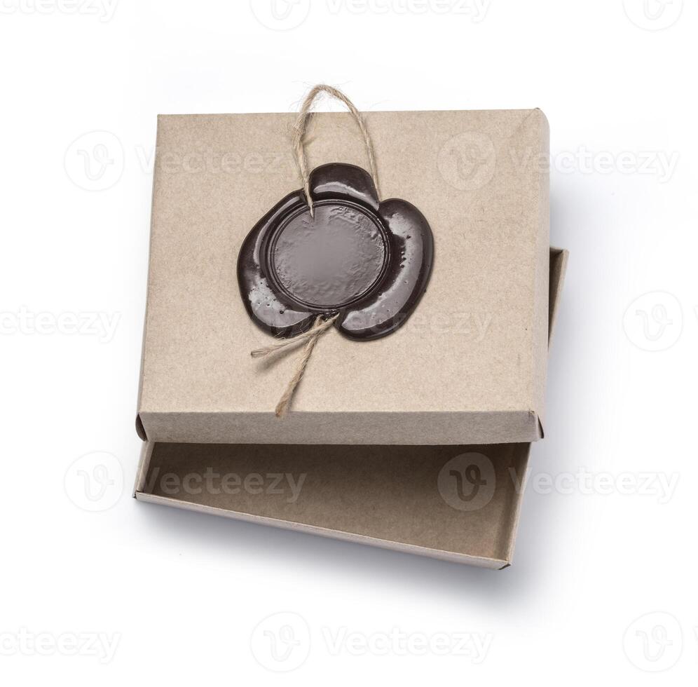 cardboard box with wax seal photo