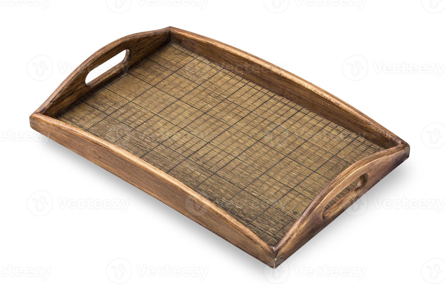 Square wooden tray on a white background. photo