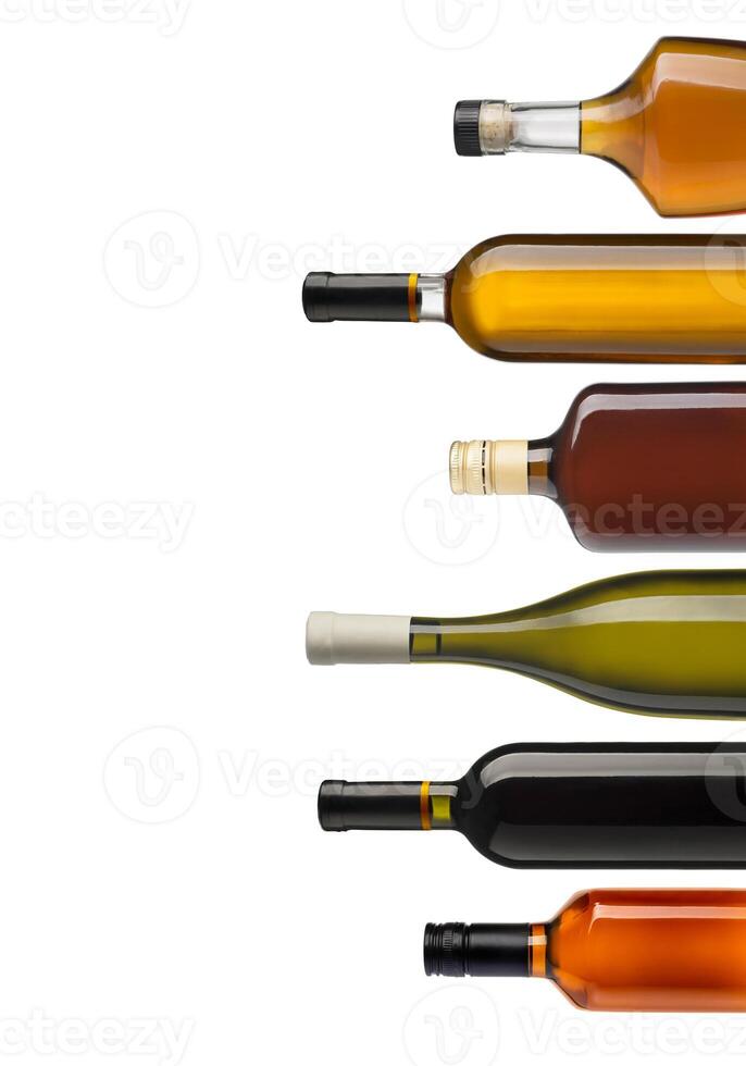 Set of wine and brandy bottles photo