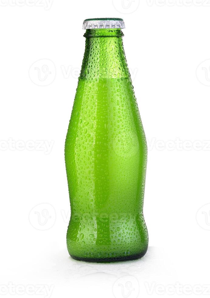 green  Juice bottle on white photo