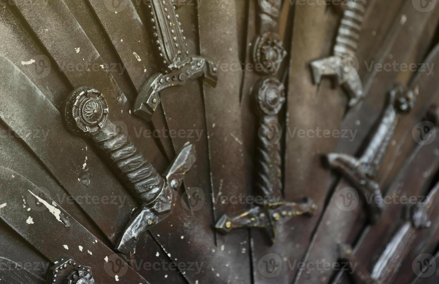 Metal knight swords background. The concept Knights photo