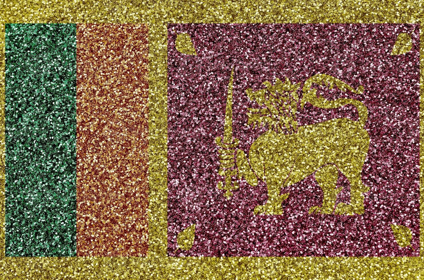 Sri Lanka flag depicted on many small shiny sequins. Colorful festival background for party photo