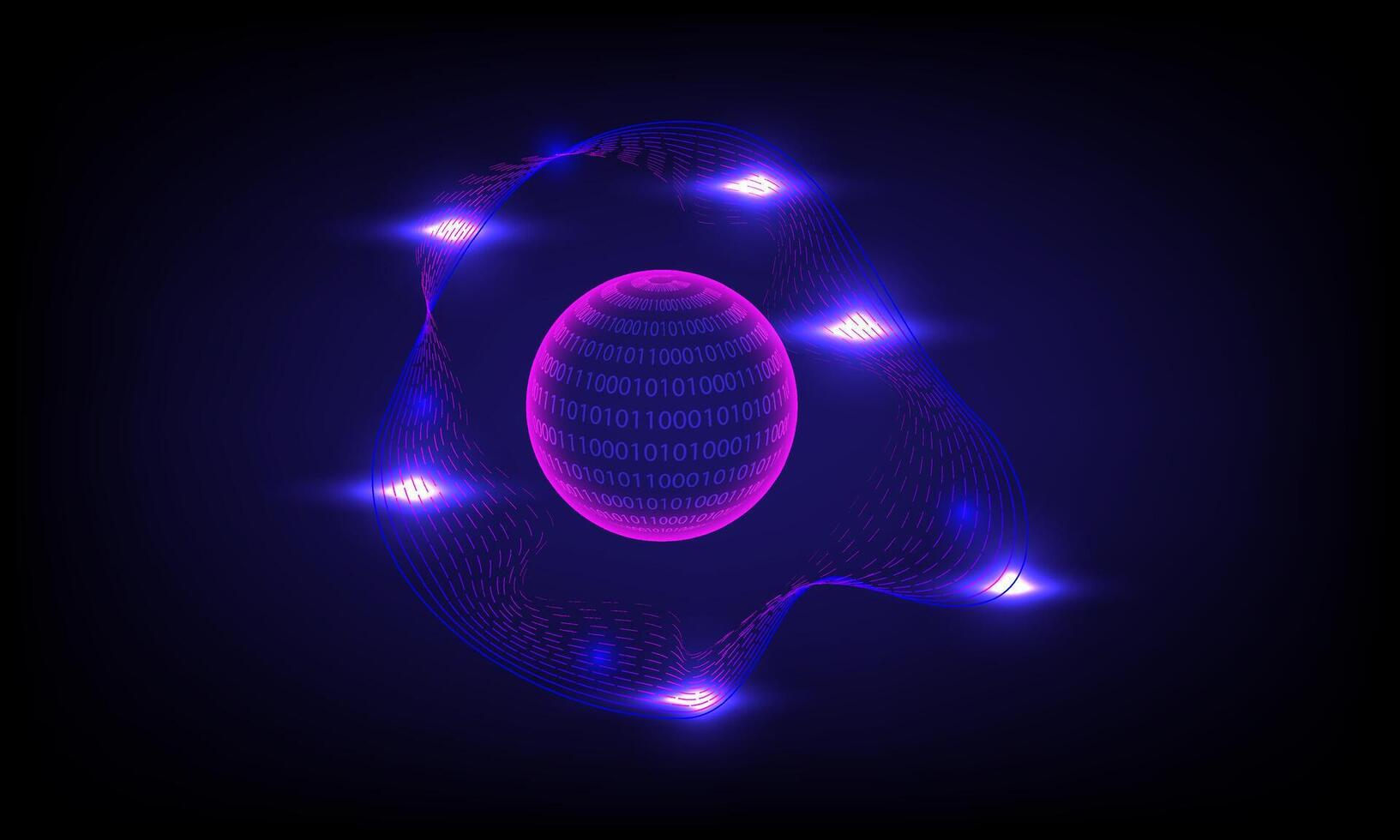 Cyber crime concept. Globe with binary code and security payment information. Digital earth with tech-circle on technology background. Data Sorting. Artificial intelligence. Big data.Smart system. vector