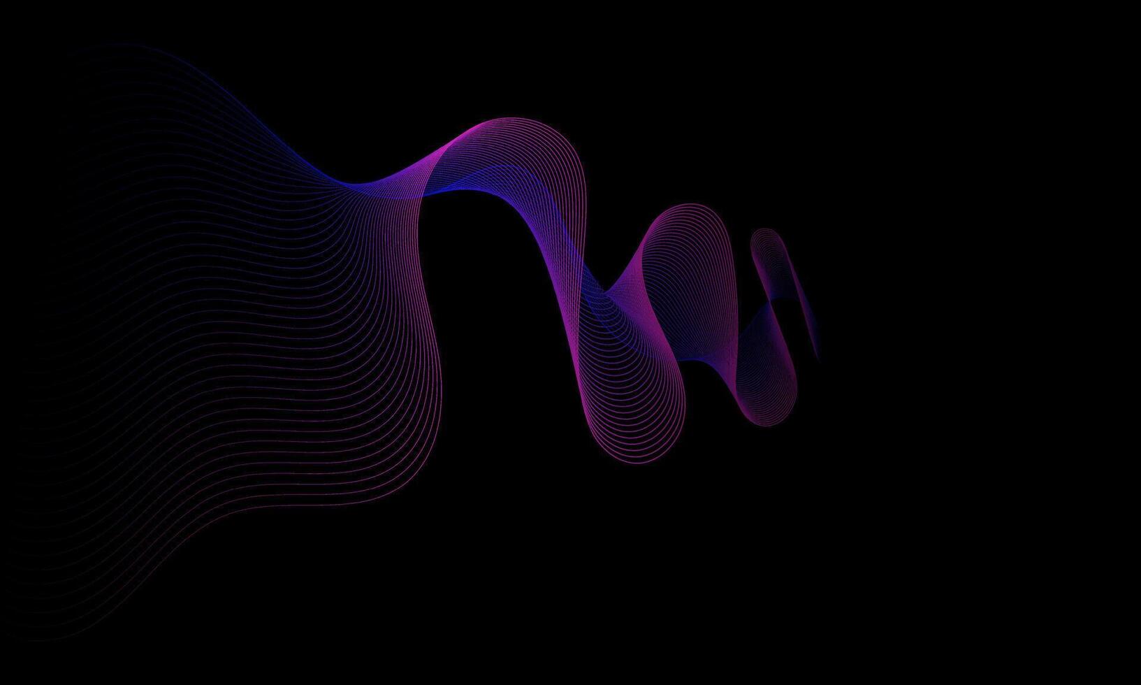 Science, technology, and digital communication concepts. Flowing lines and dot blue and purple wave patterns on a black background. vector