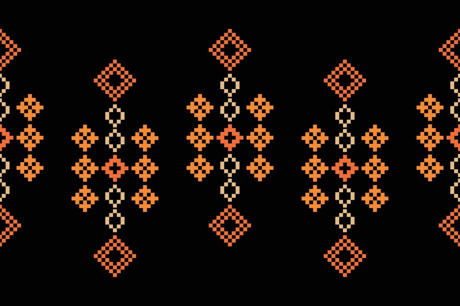 Ethnic geometric fabric pattern Cross Stitch.Ikat embroidery Ethnic oriental Pixel pattern black background. Abstract,vector,illustration. Texture,clothing,frame,decoration,motifs,silk wallpaper. vector