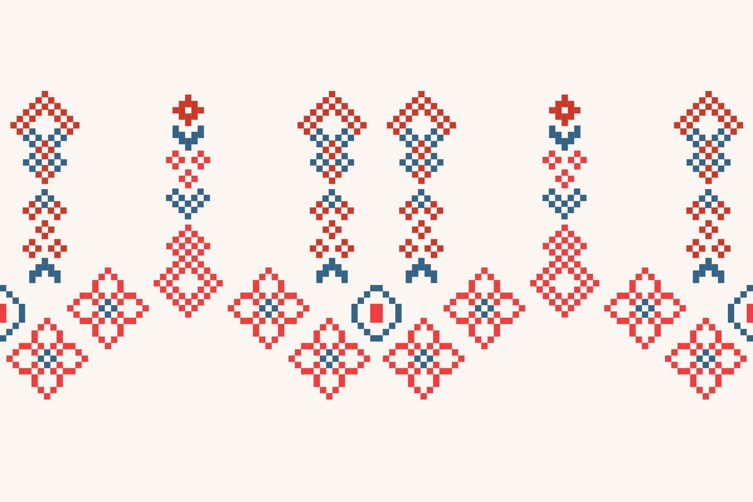 Ethnic geometric fabric pattern Cross Stitch.Ikat embroidery Ethnic oriental Pixel pattern brown cream background. Abstract,vector,illustration. Texture,clothing,frame,motifs,silk wallpaper. vector