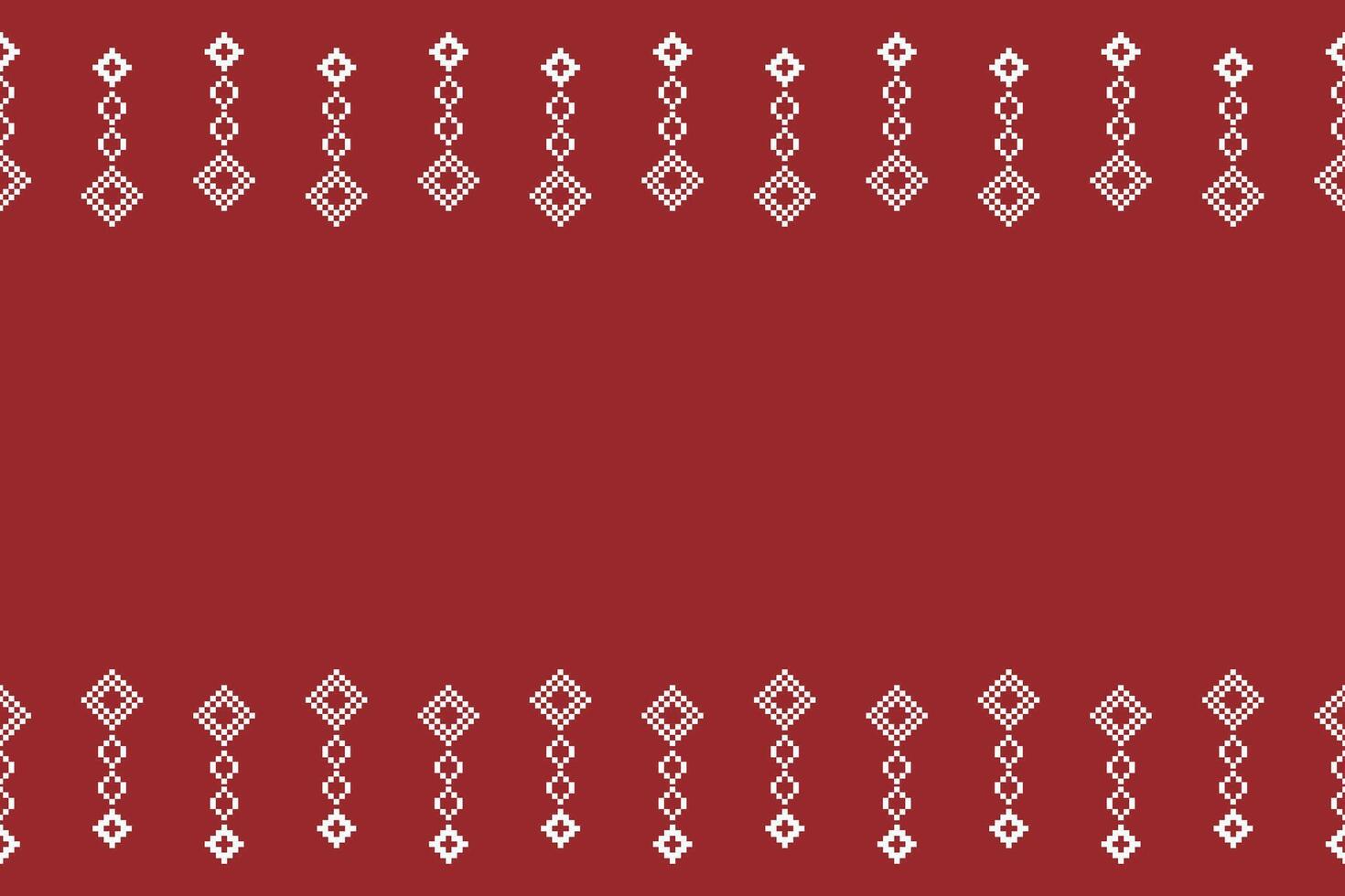 Ethnic geometric fabric pattern Cross Stitch.Ikat embroidery Ethnic oriental Pixel pattern christmas red background. Abstract,vector,illustration. Texture,frame,decoration,motifs,silk wallpaper. vector