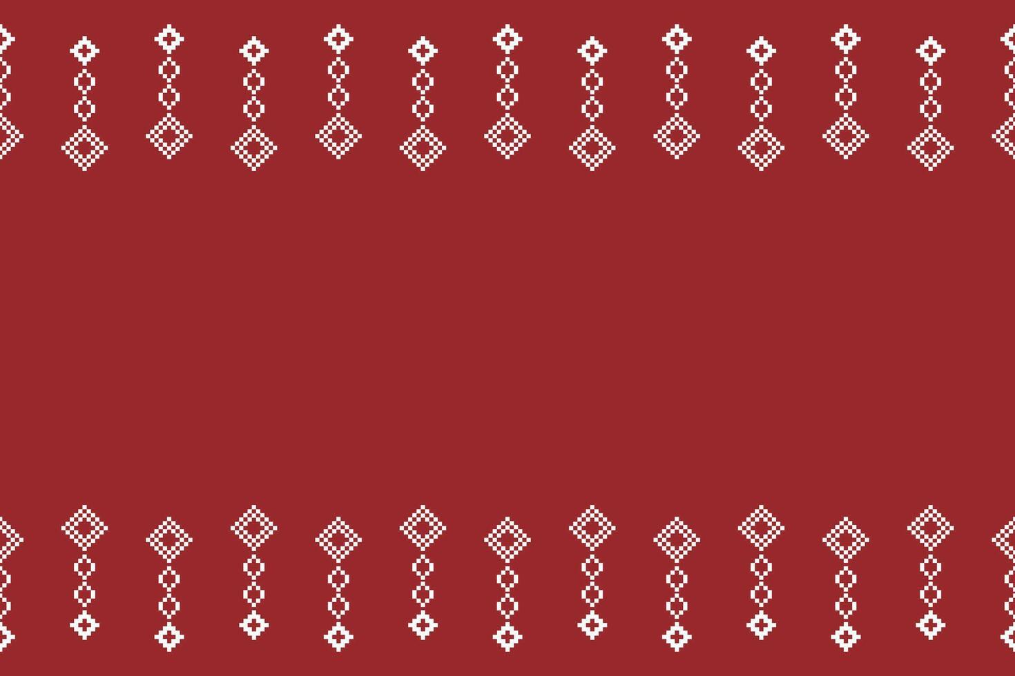 Ethnic geometric fabric pattern Cross Stitch.Ikat embroidery Ethnic oriental Pixel pattern christmas red background. Abstract,vector,illustration. Texture,frame,decoration,motifs,silk wallpaper. vector