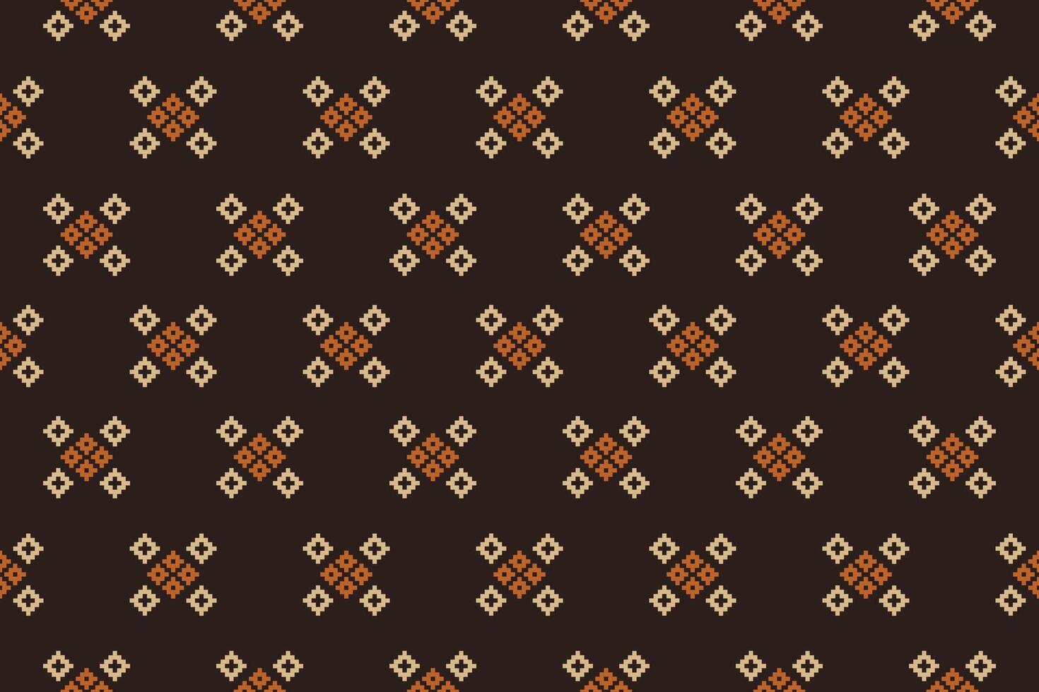 étnico geométrico tela modelo cruzar puntada.ikat bordado étnico oriental píxel modelo marrón antecedentes. resumen, vector, ilustración. textura,ropa,bufanda,decoracion,motivos,seda fondo de pantalla. vector