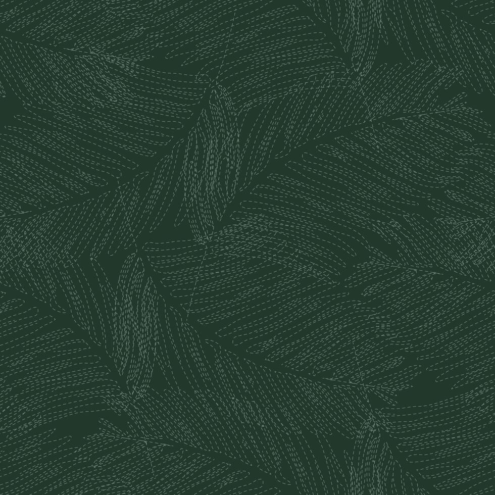 Tropical leaves seamless pattern in hand drawn swing texture vector