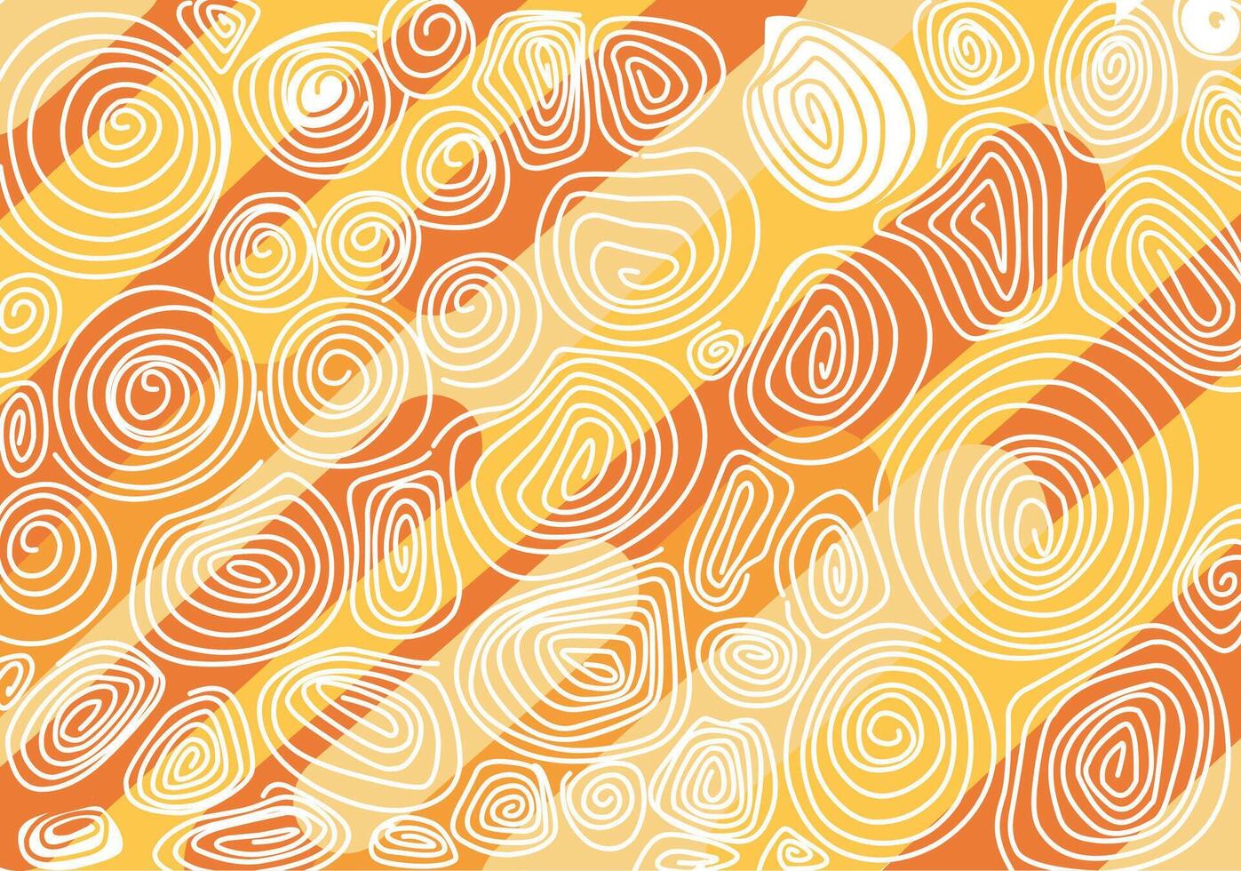 Orange abstract background with white spiral lines vector