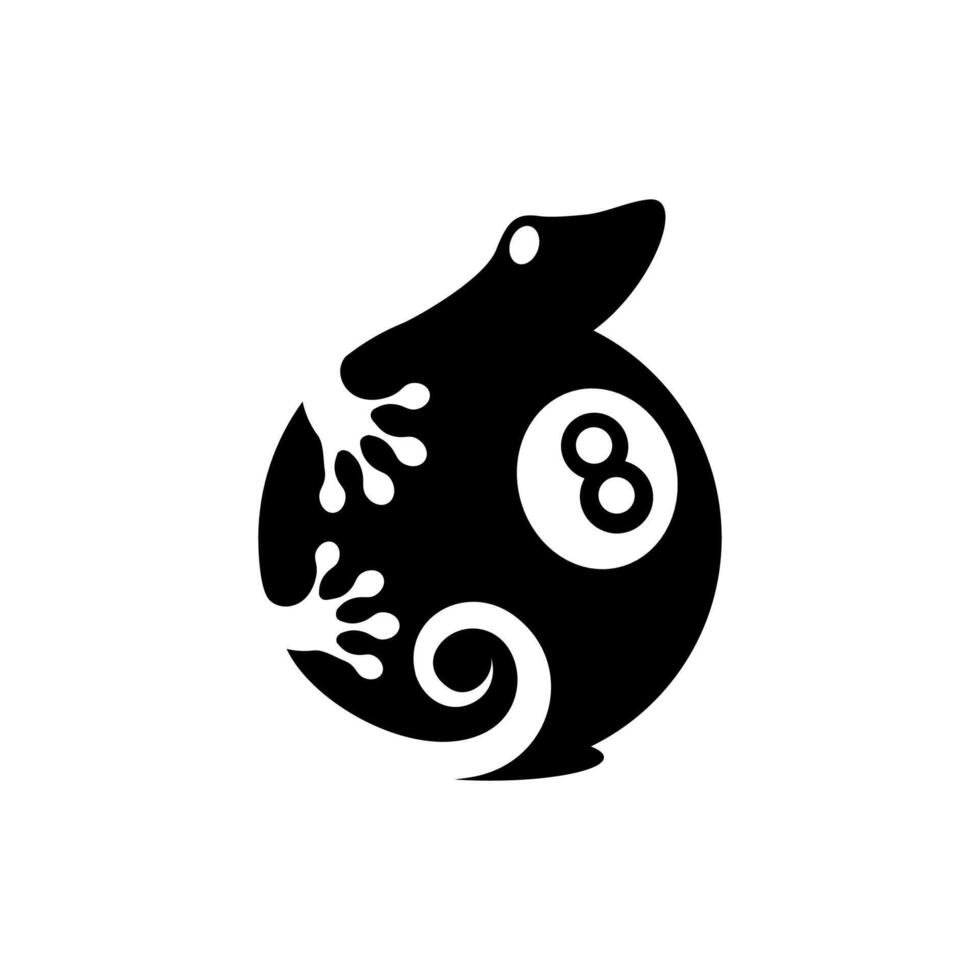 vector logo of a lizard crawling on a billiard ball