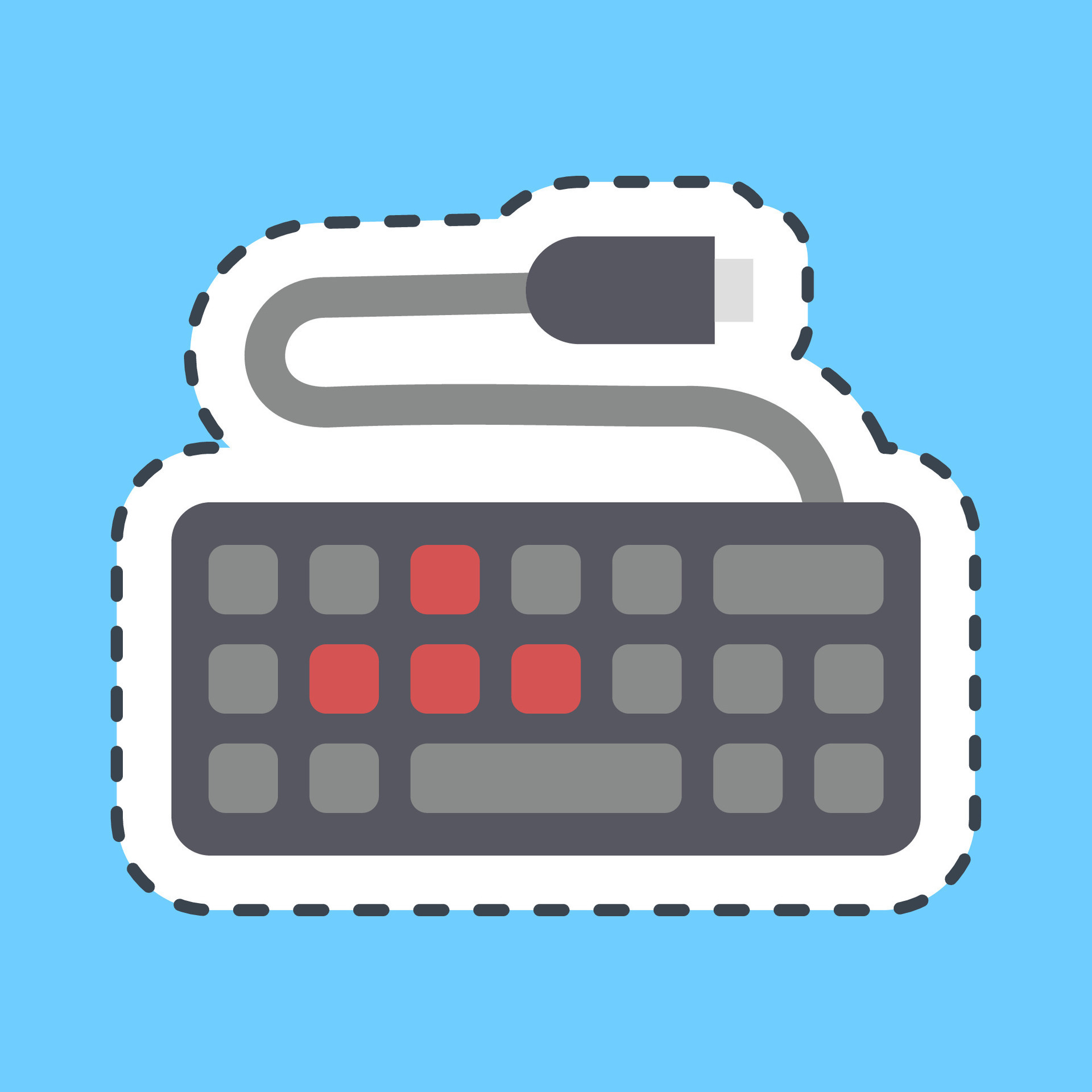 Cutting line sticker keyboard. Esports gaming elements. Good for prints