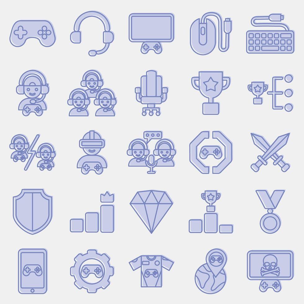 Icon set of esports gaming. Esports gaming elements. Icons in two tone style. Good for prints, posters, logo, advertisement,infographics, etc. vector