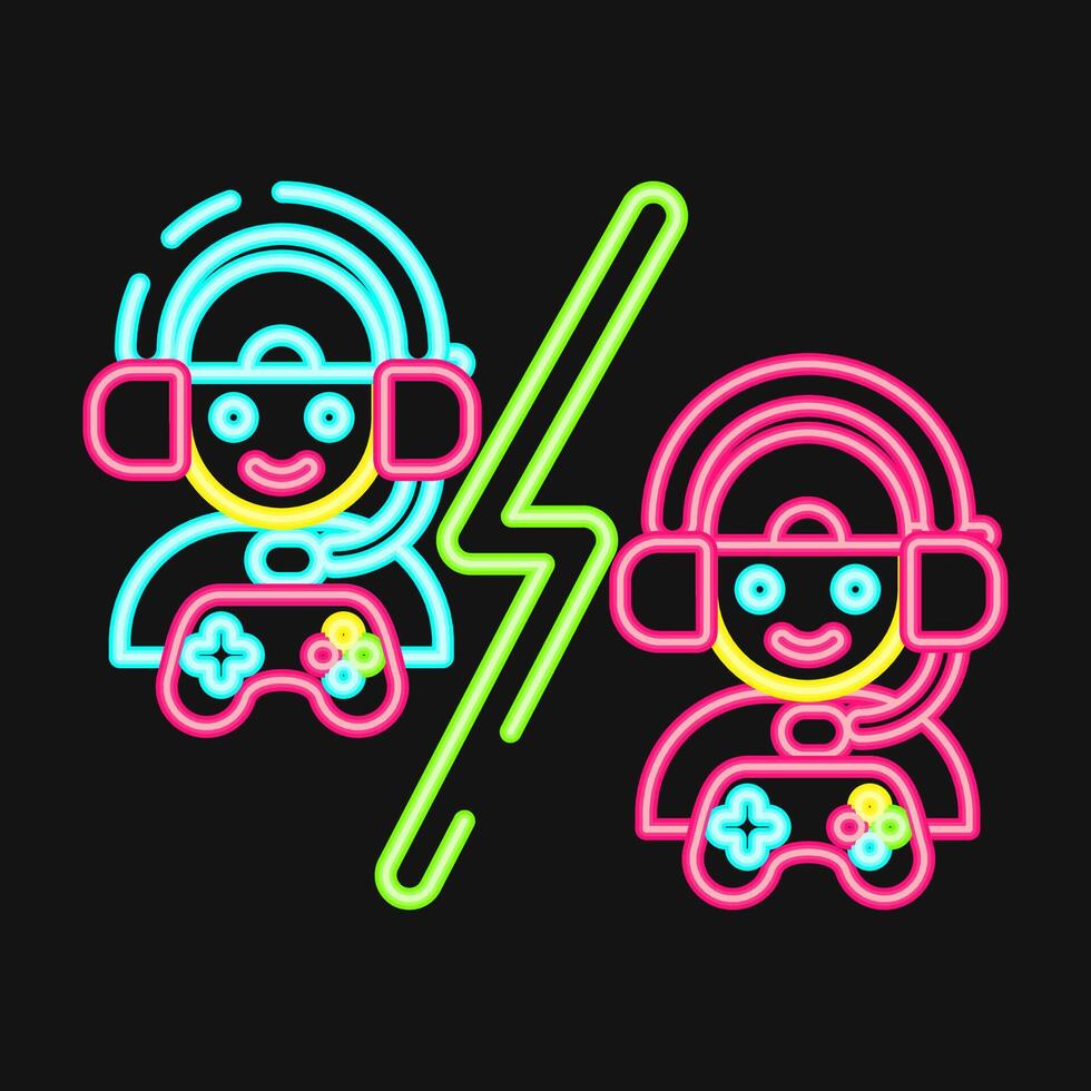 Icon battle. Esports gaming elements. Icons in neon style. Good for prints, posters, logo, advertisement,infographics, etc. vector