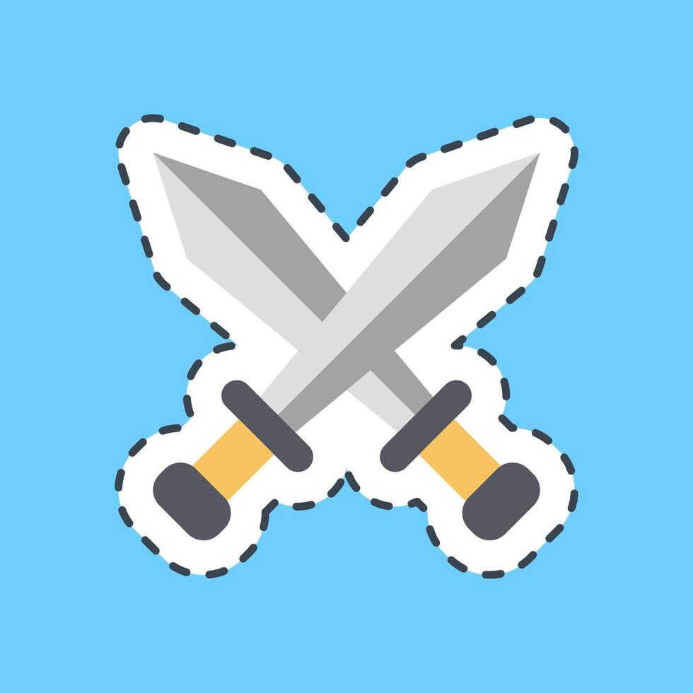 Cutting line sticker swords. Esports gaming elements. Good for prints, posters, logo, advertisement,infographics, etc. vector