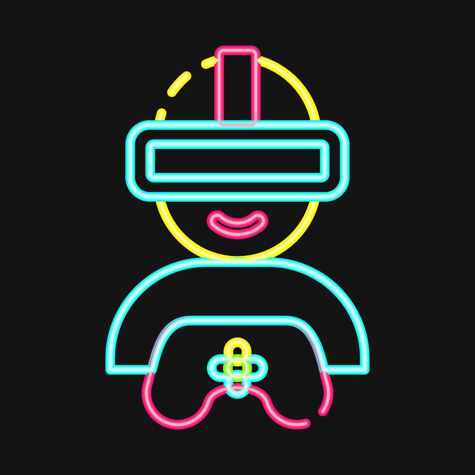 icono virtual realidad. esports juego de azar elementos. íconos en neón estilo. bueno para huellas dactilares, carteles, logo, publicidad, infografías, etc. vector
