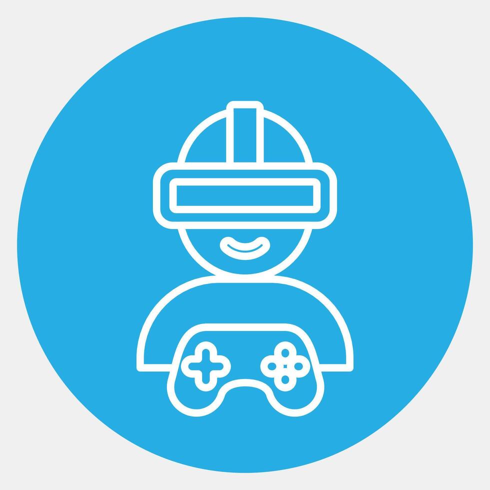 icono virtual realidad. esports juego de azar elementos. íconos en azul redondo estilo. bueno para huellas dactilares, carteles, logo, publicidad, infografías, etc. vector