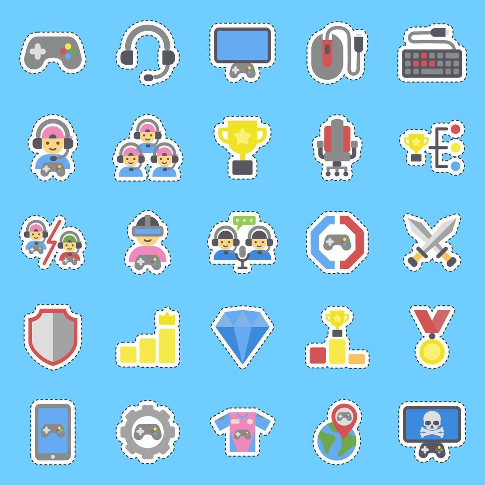 Cutting line sticker set of esports gaming. Esports gaming elements. Good for prints, posters, logo, advertisement,infographics, etc. vector