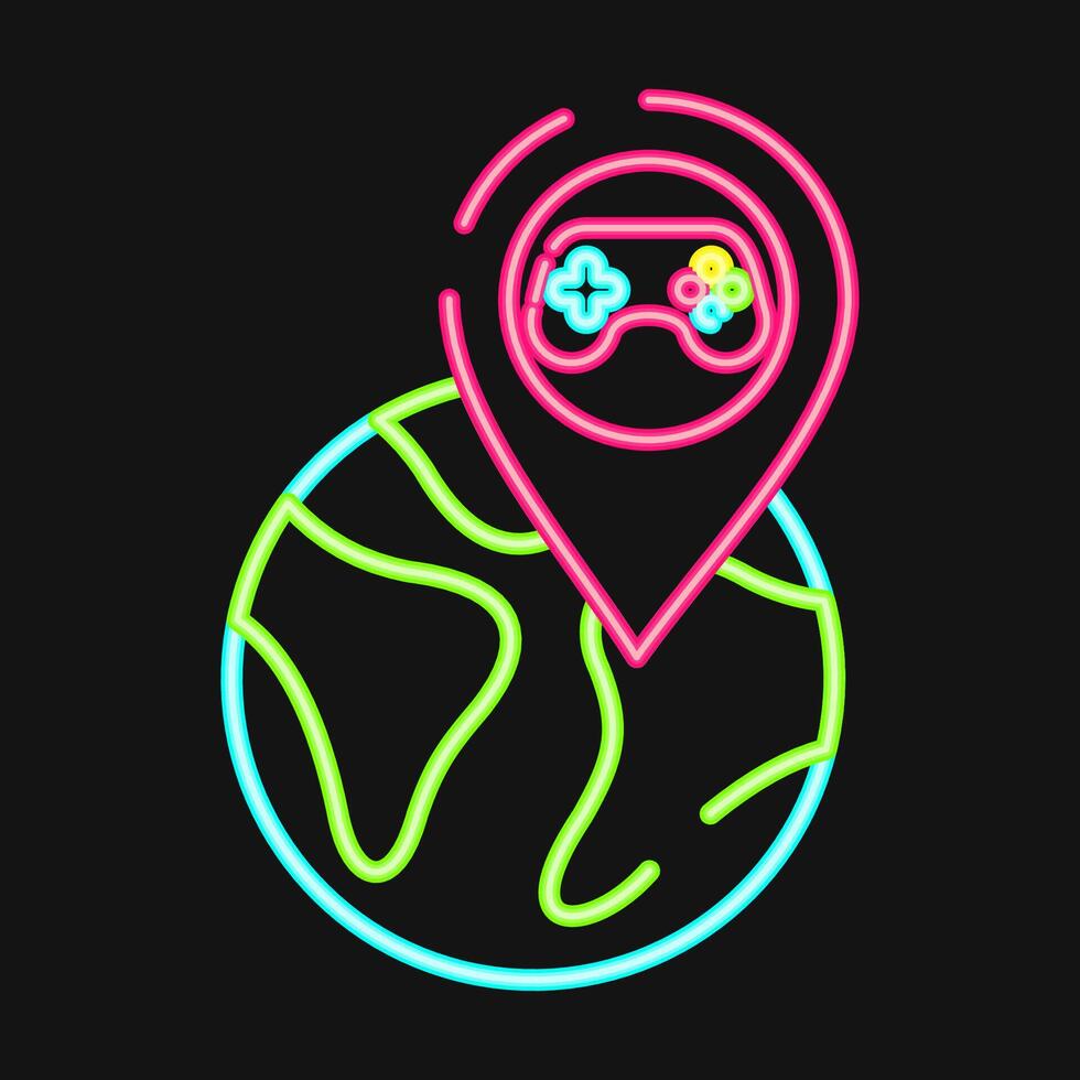 Icon region. Esports gaming elements. Icons in neon style. Good for prints, posters, logo, advertisement,infographics, etc. vector