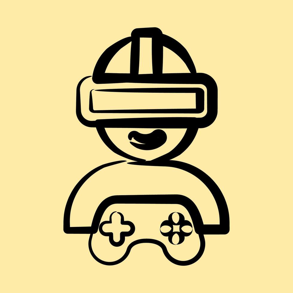 icono virtual realidad. esports juego de azar elementos. íconos en mano dibujado estilo. bueno para huellas dactilares, carteles, logo, publicidad, infografías, etc. vector