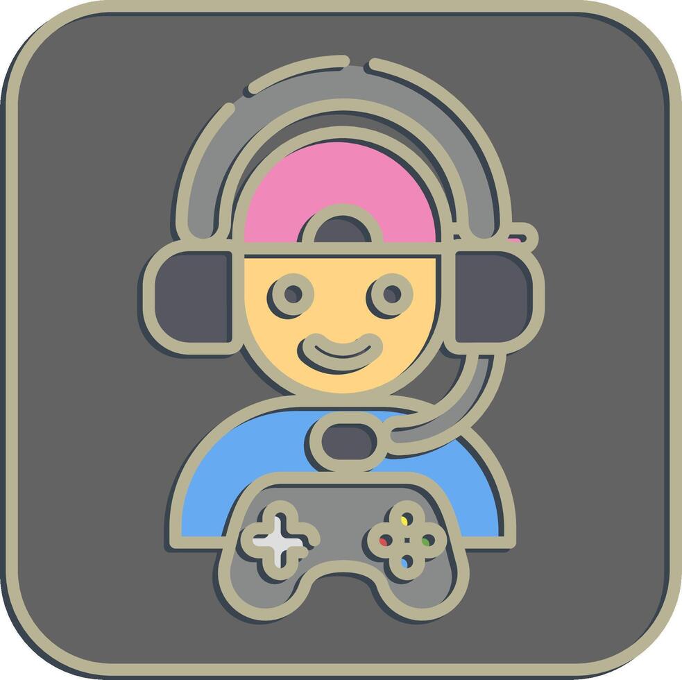 Icon gamer. Esports gaming elements. Icons in embossed style. Good for prints, posters, logo, advertisement,infographics, etc. vector
