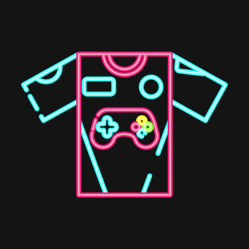 icono jersey. esports juego de azar elementos. íconos en neón estilo. bueno para huellas dactilares, carteles, logo, publicidad, infografías, etc. vector