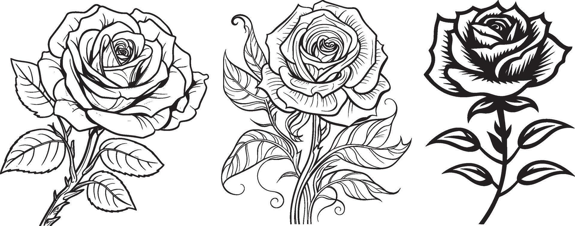 Rose Flower Line Art Logo Template Clipart vector