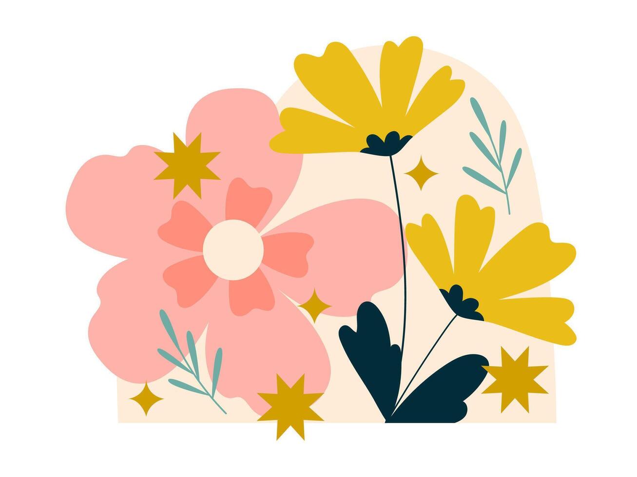 flowers and natures sticker illustration vector