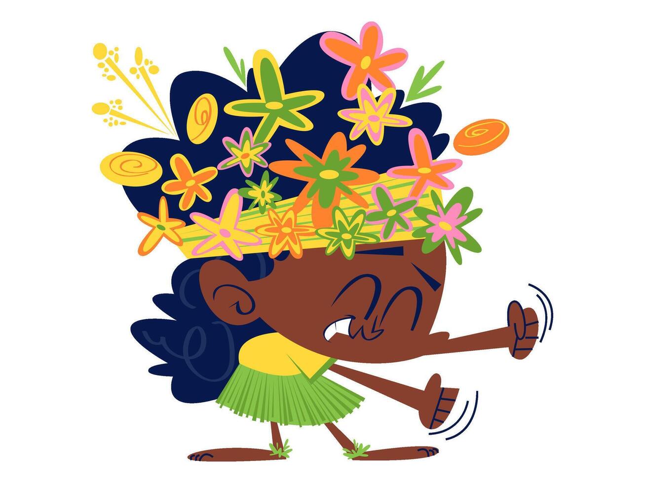 flores y plantas pegatina personaje ilustración vector