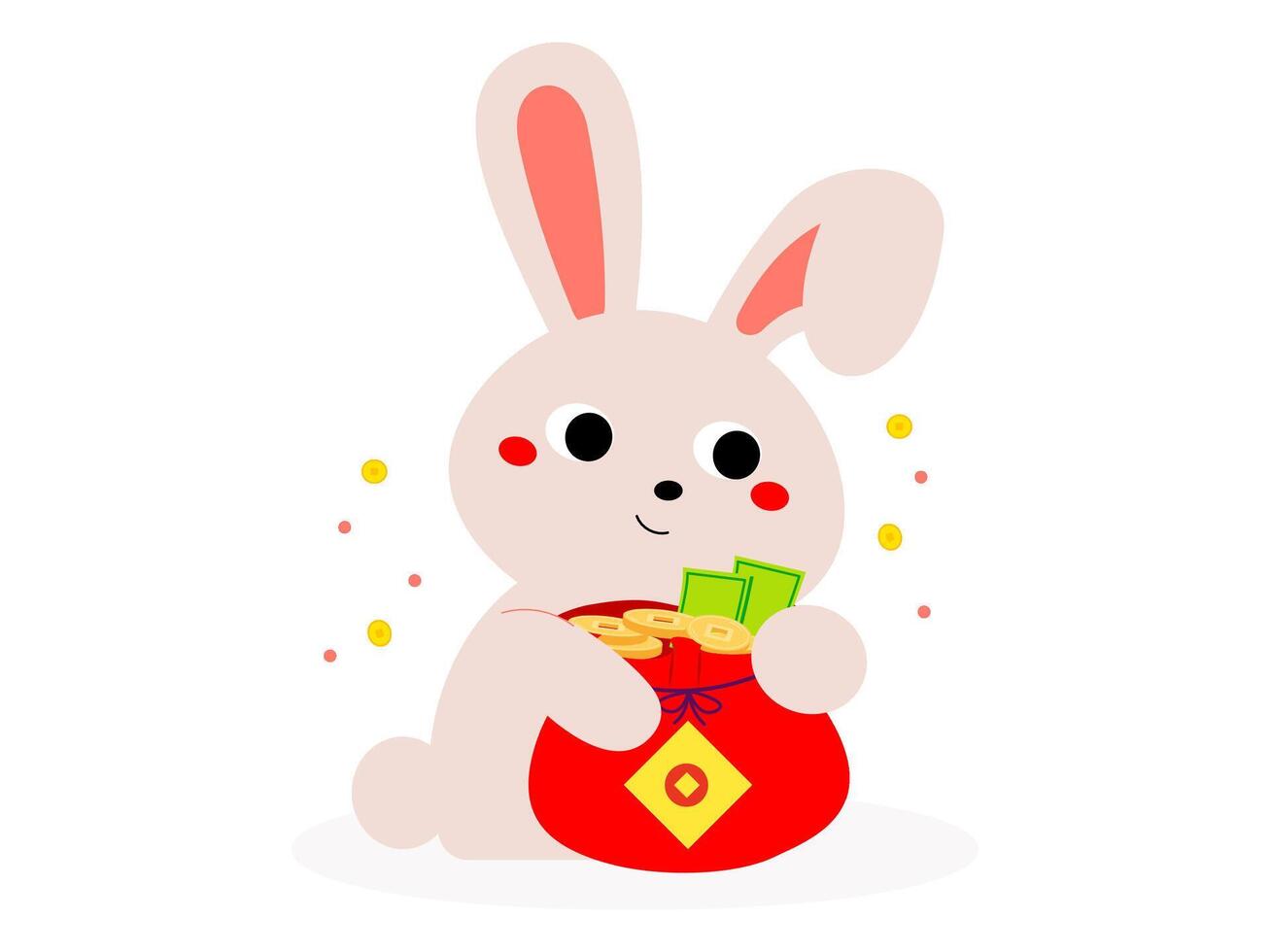 chino Conejo ilustración linda conejito nuevo año vector