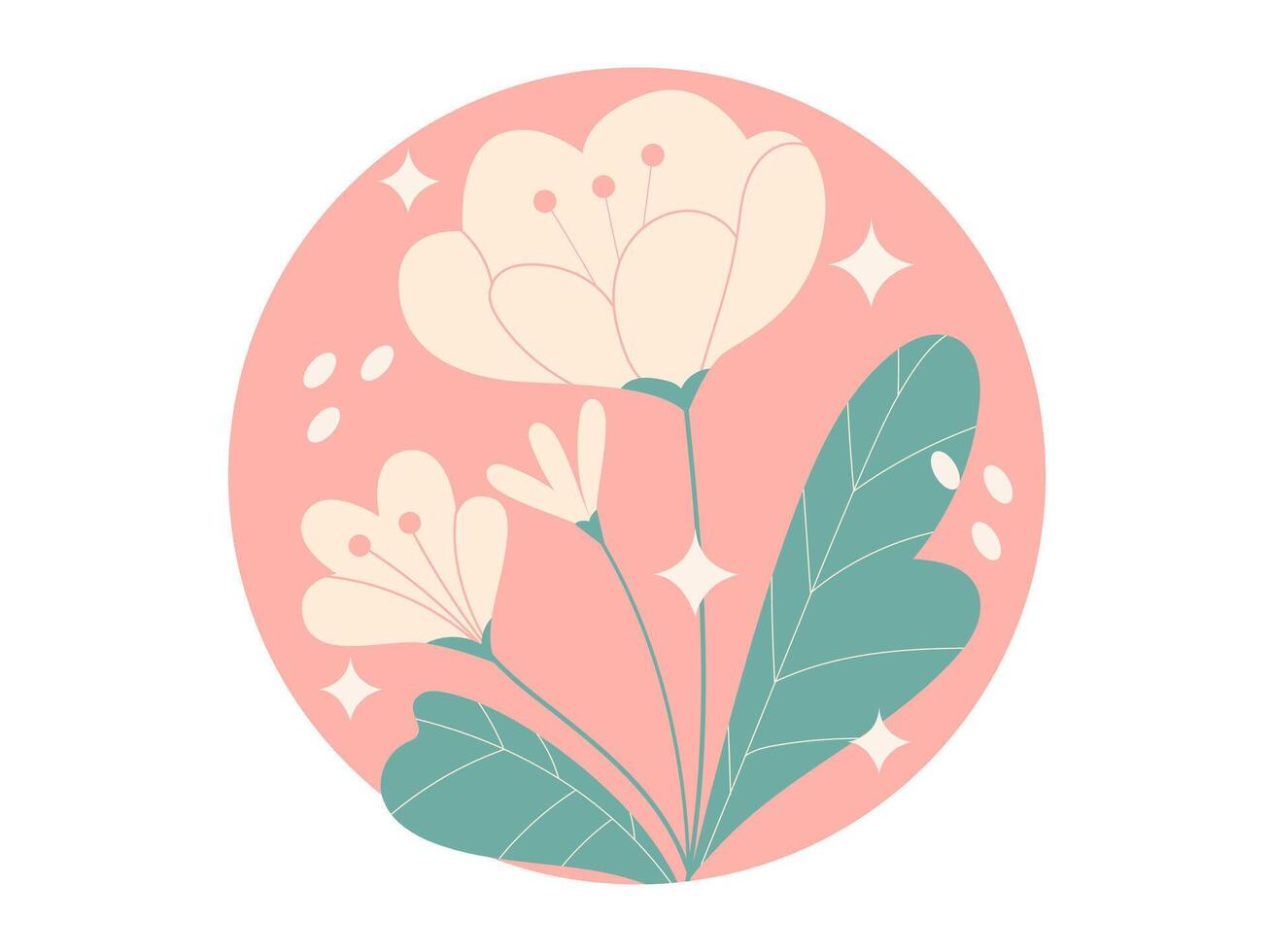 flowers and natures sticker illustration vector