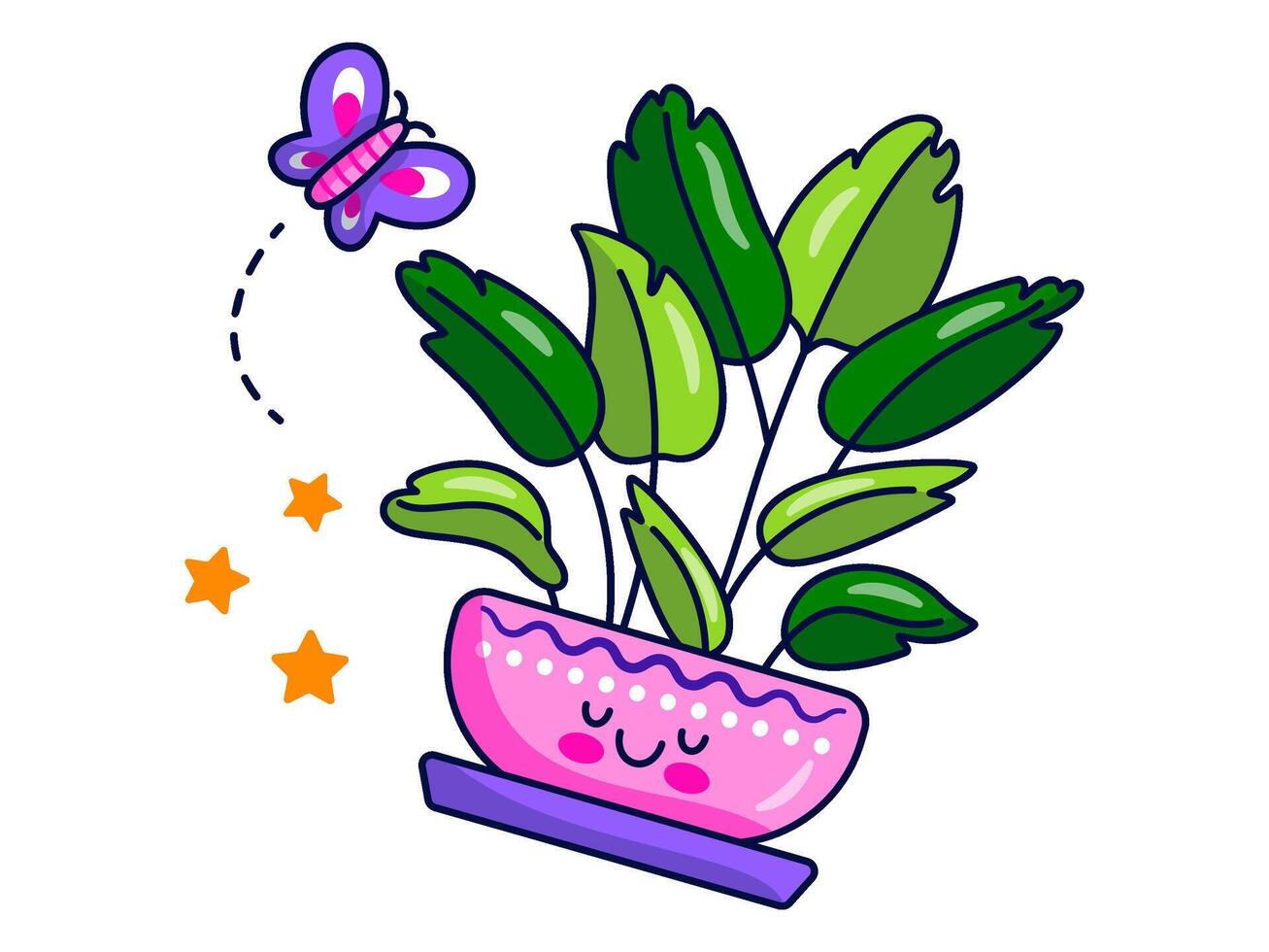 flowers and plants sticker elements character illustration vector