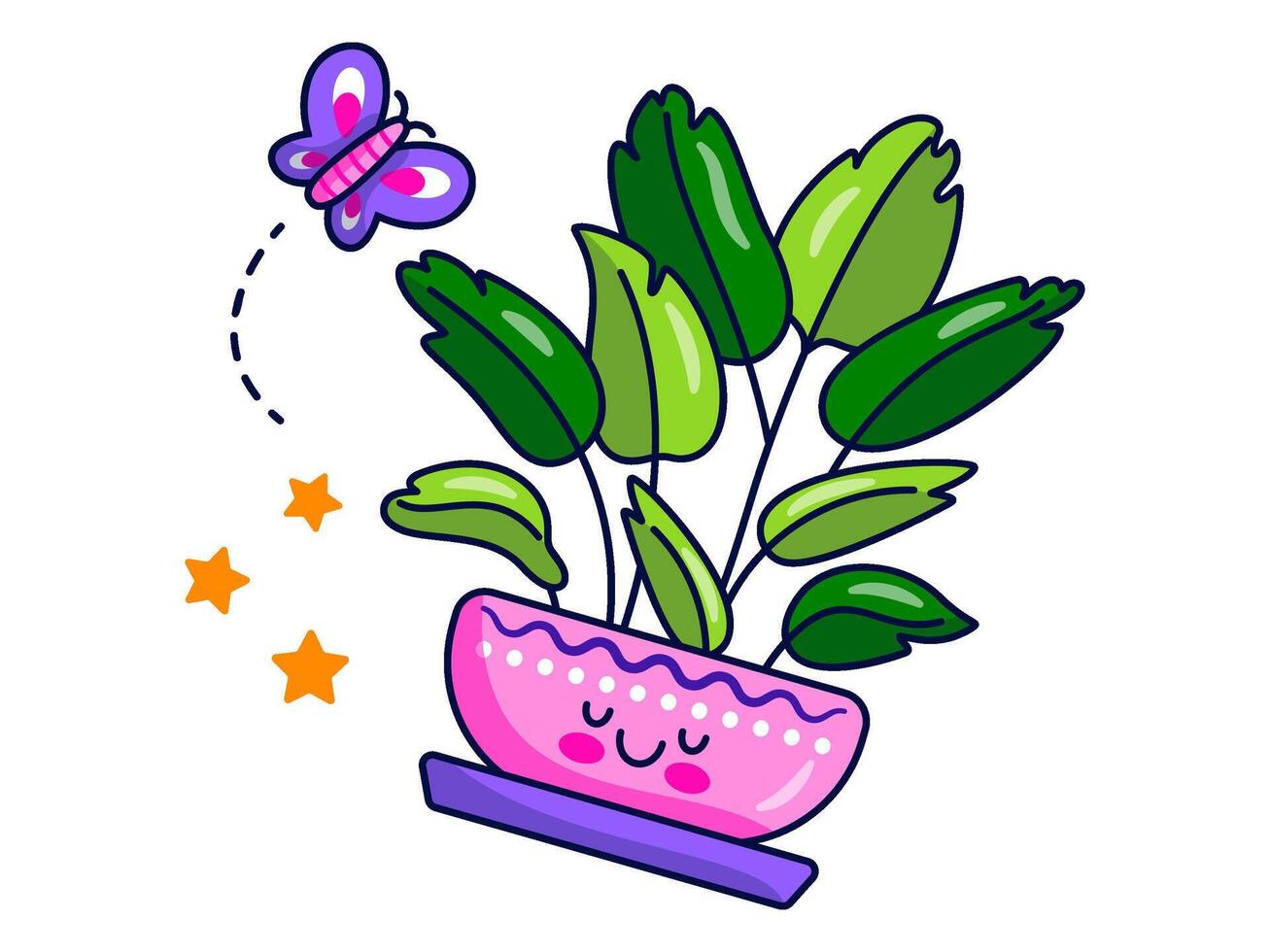 flores y plantas pegatina elementos personaje ilustración vector