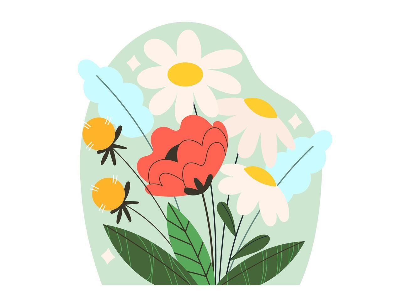 flora plants nature sticker illustration vector