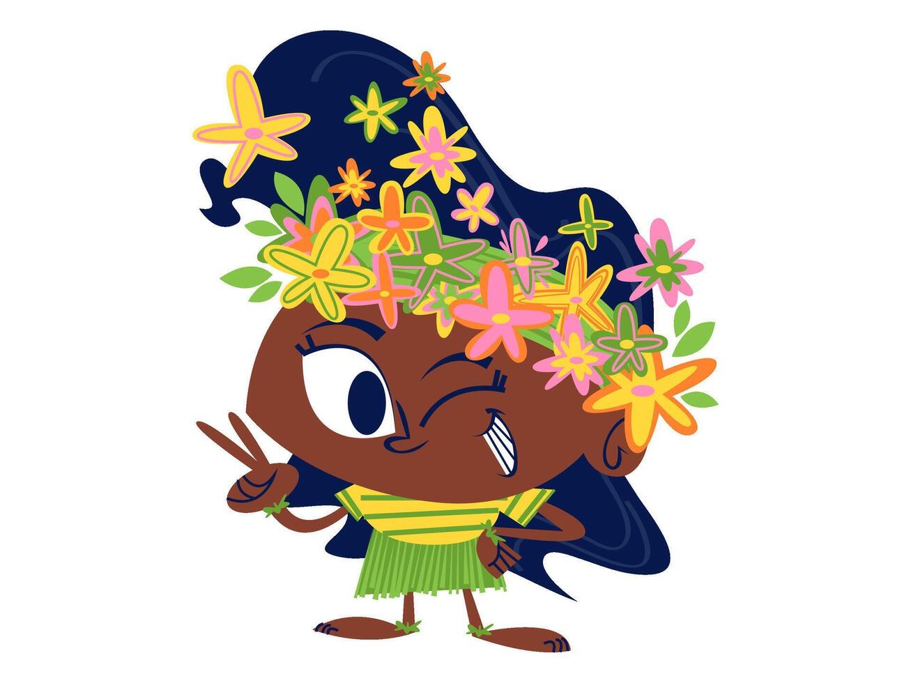 flores y plantas pegatina personaje ilustración vector