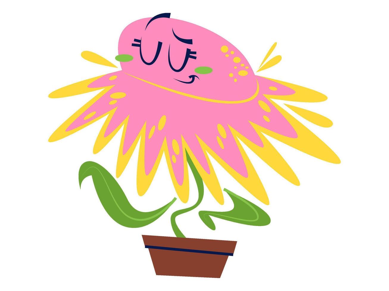 flowers and plants sticker character illustration vector