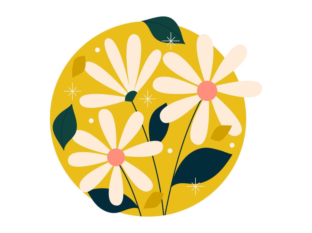 flowers and natures sticker illustration vector