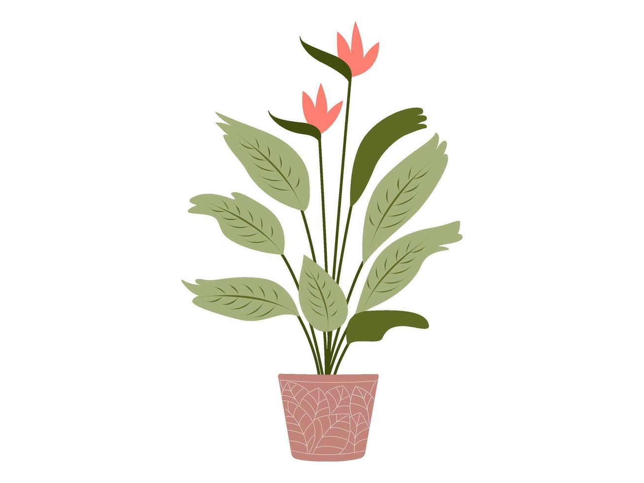 estético casa plantas en maceta pegatina elemento ilustración vector