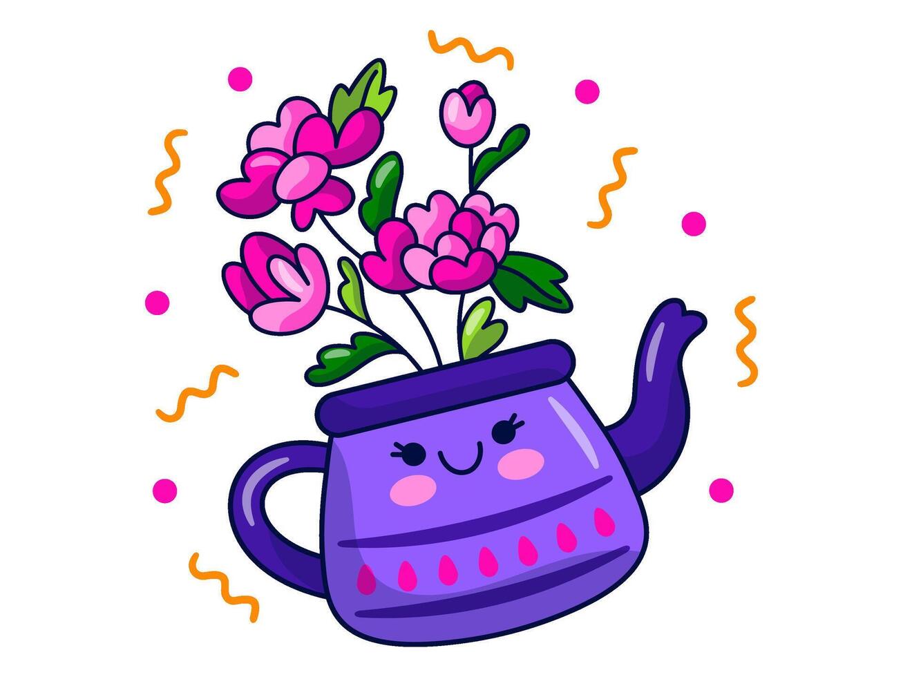 flores y plantas pegatina elementos personaje ilustración vector