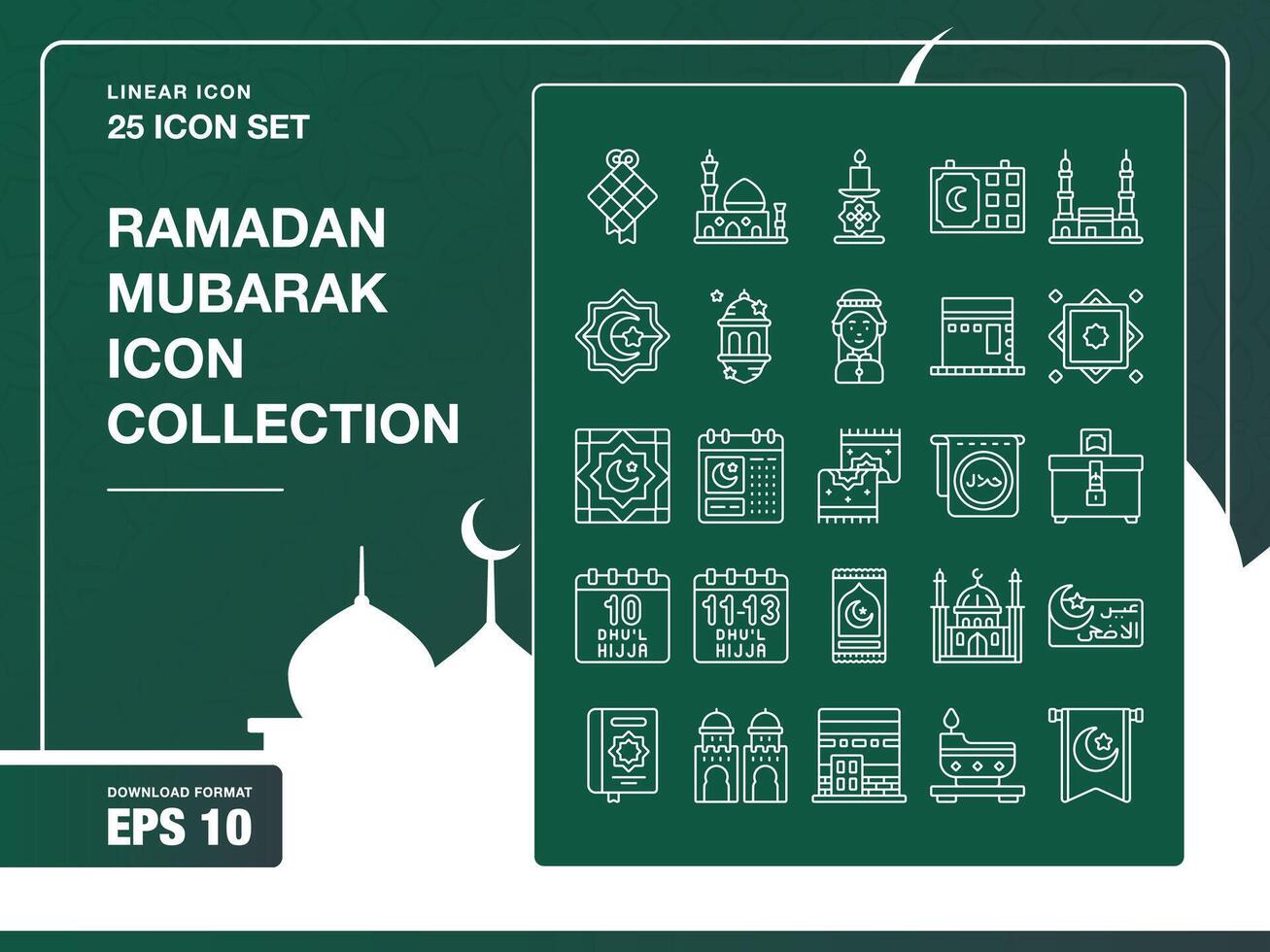 25 Ramadan Kareem Icon Pack Collection Set Element Background Template Abstract vector