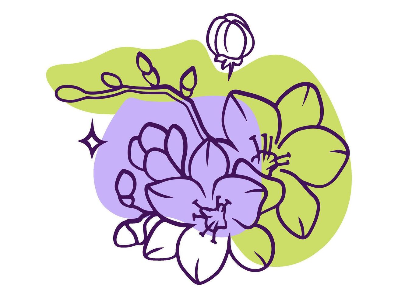 aesthetic violet flowers vector