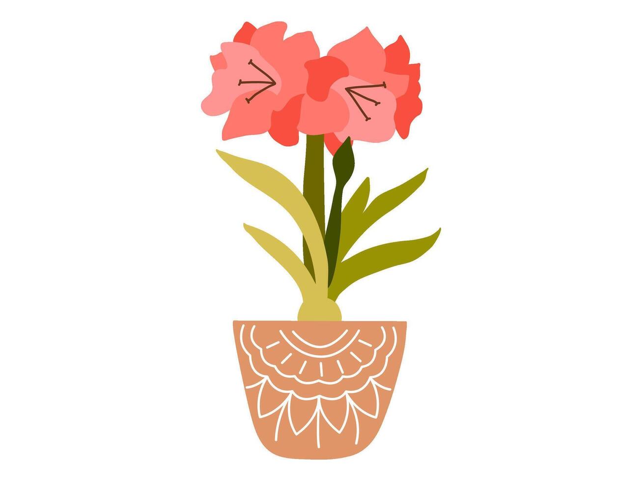 aesthetic house plants on pot sticker element illustration vector