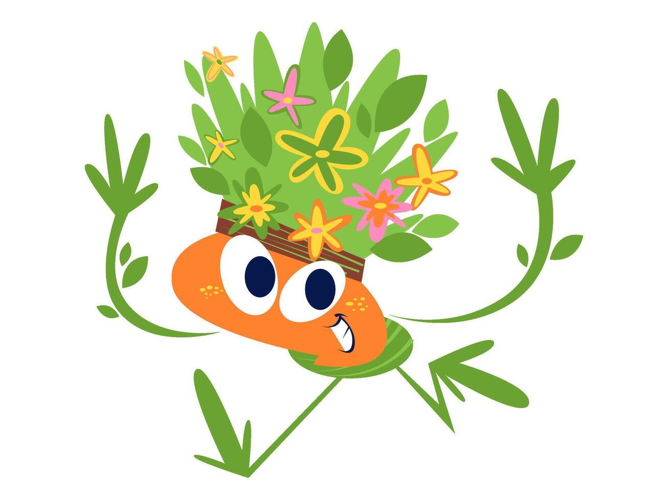 flowers and plants sticker character illustration vector