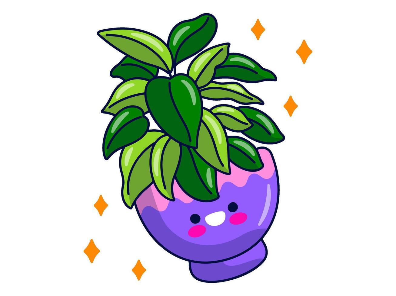 flowers and plants sticker elements character illustration vector