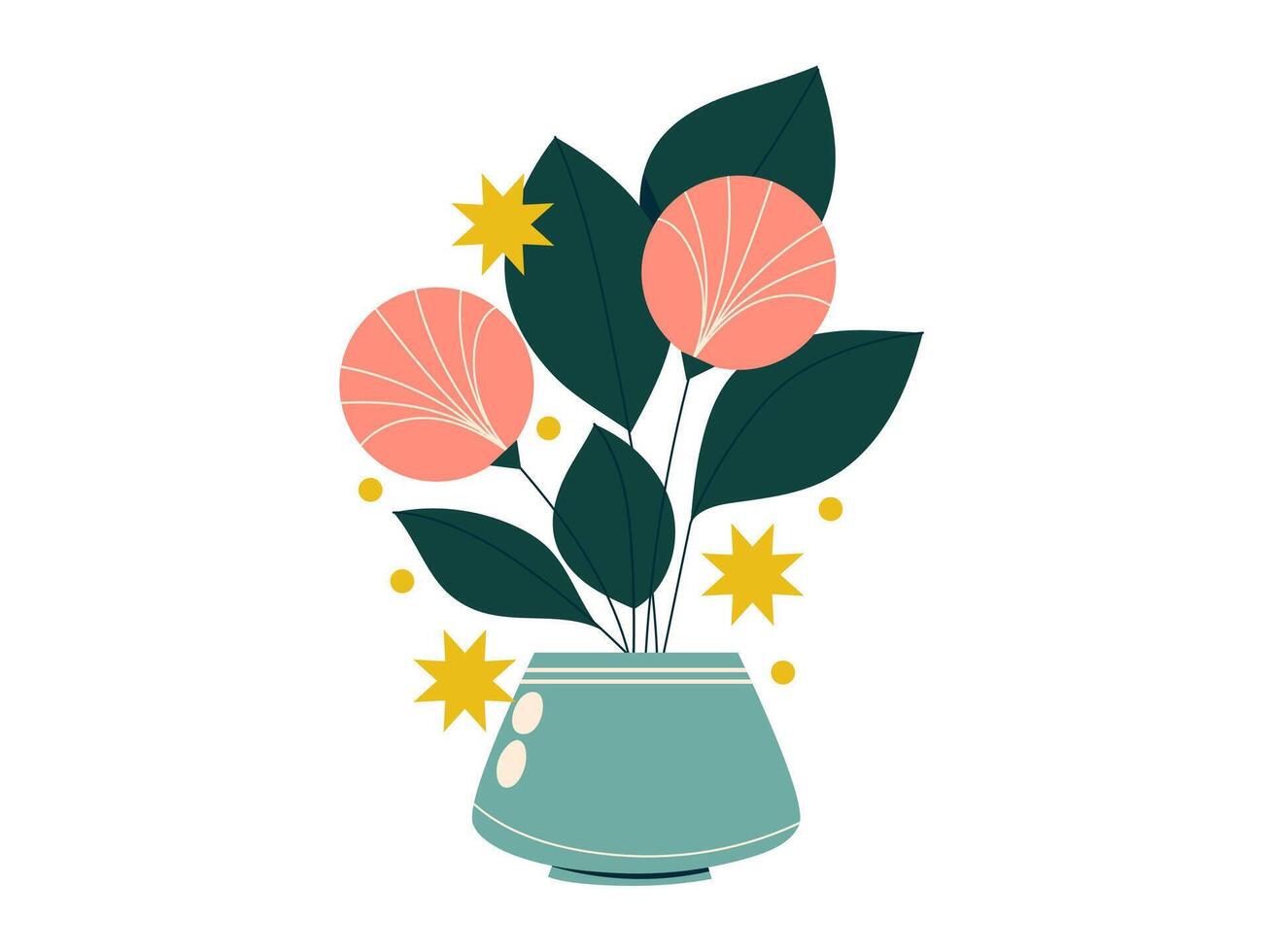 flowers and natures sticker illustration vector