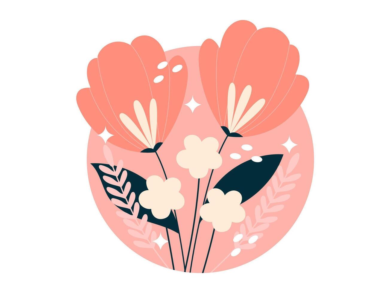 flowers and natures sticker illustration vector