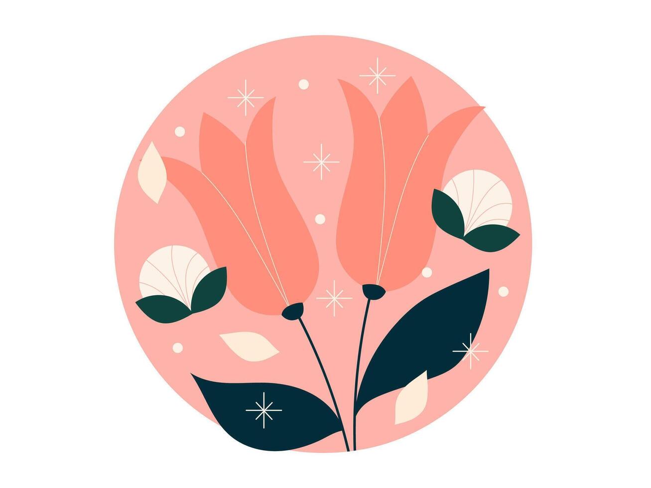 flowers and natures sticker illustration vector