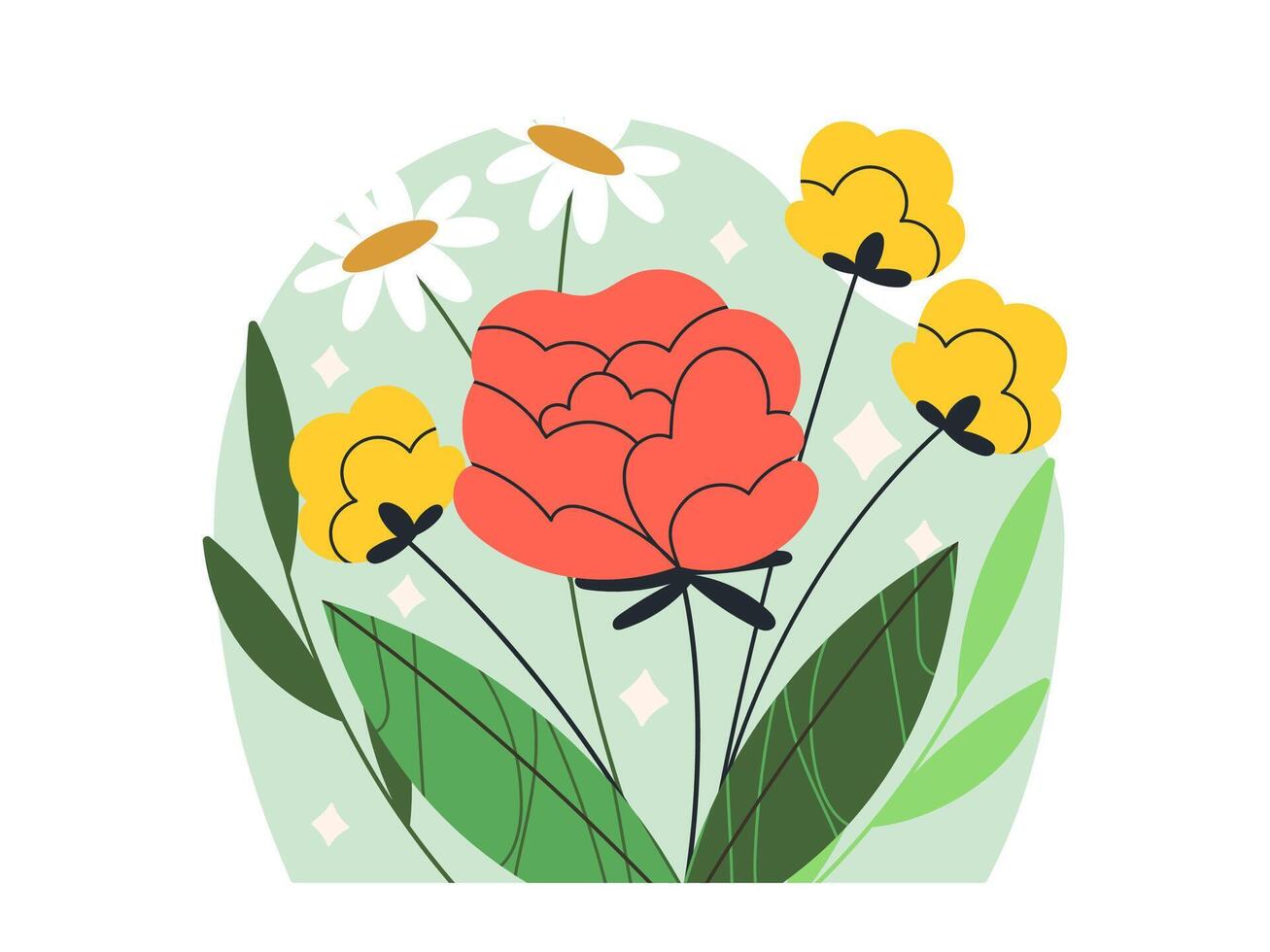 flora plants nature sticker illustration vector