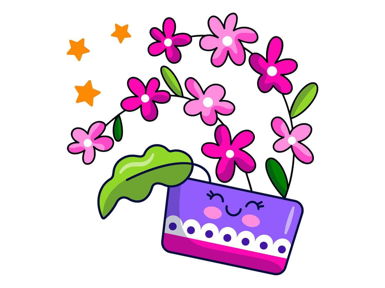 flowers and plants sticker elements character illustration vector